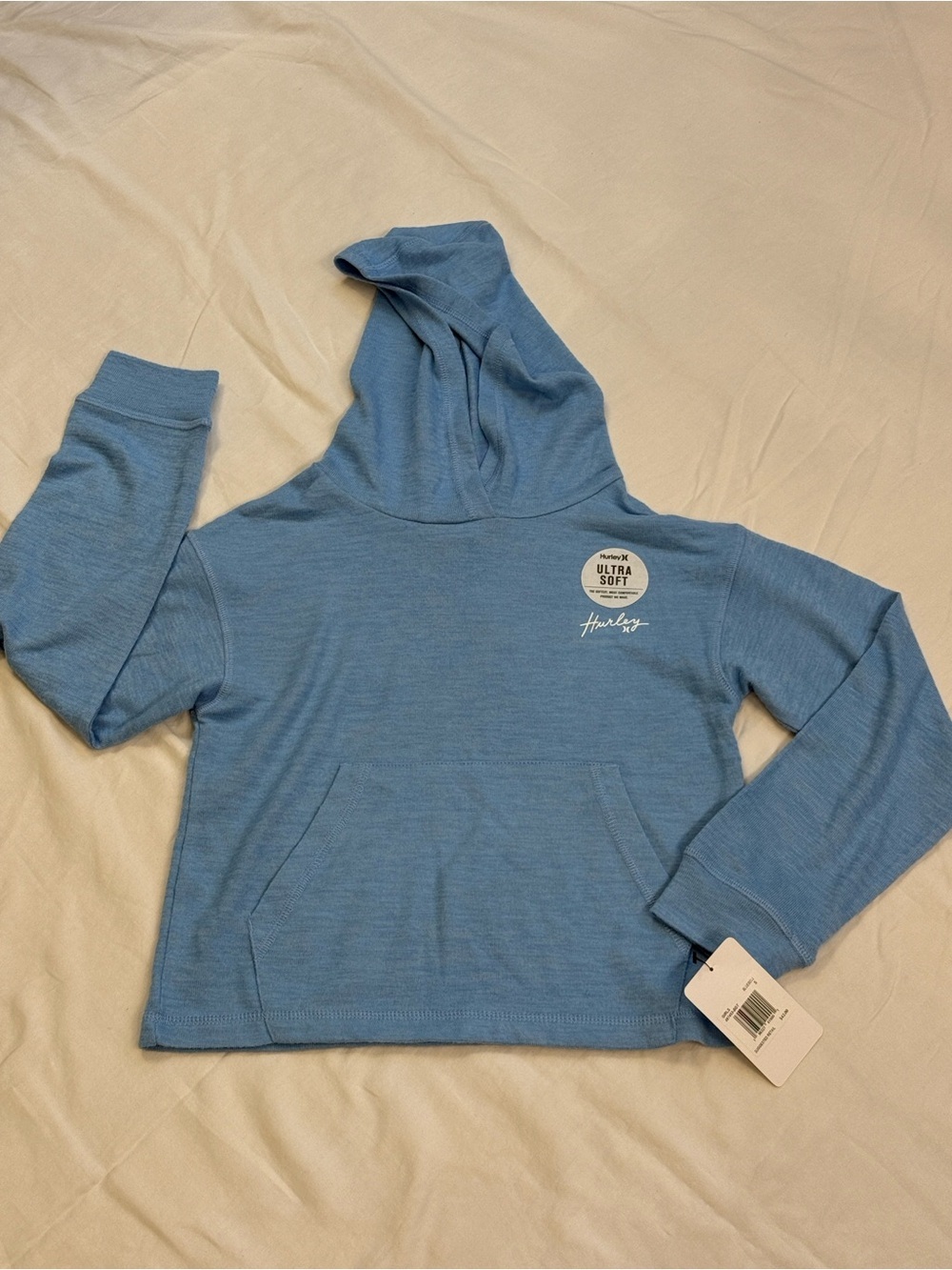 Hurley Light Blue Girls Lightweight Hoodie Sweatshirt Super Soft NWT
